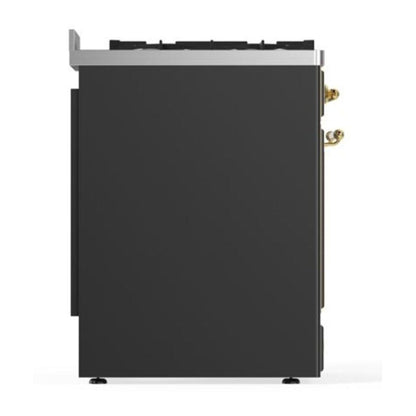ILVE Majestic II 30 inch Solid Door Natural Gas Dual Fuel Range Brass Graphite Matte