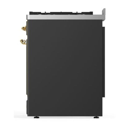 ILVE Majestic II 30 inch Solid Door Natural Gas Dual Fuel Range Brass Graphite Matte