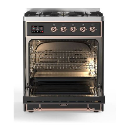 ILVE Majestic II 30 inch Solid Door Natural Gas Dual Fuel Range Copper Graphite Matte