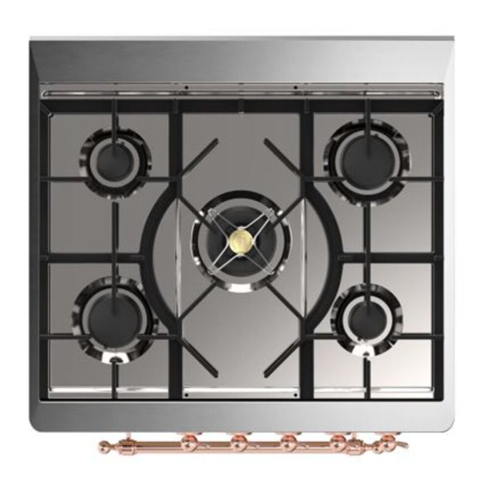 ILVE Majestic II 30 inch Solid Door Natural Gas Dual Fuel Range Copper Graphite Matte