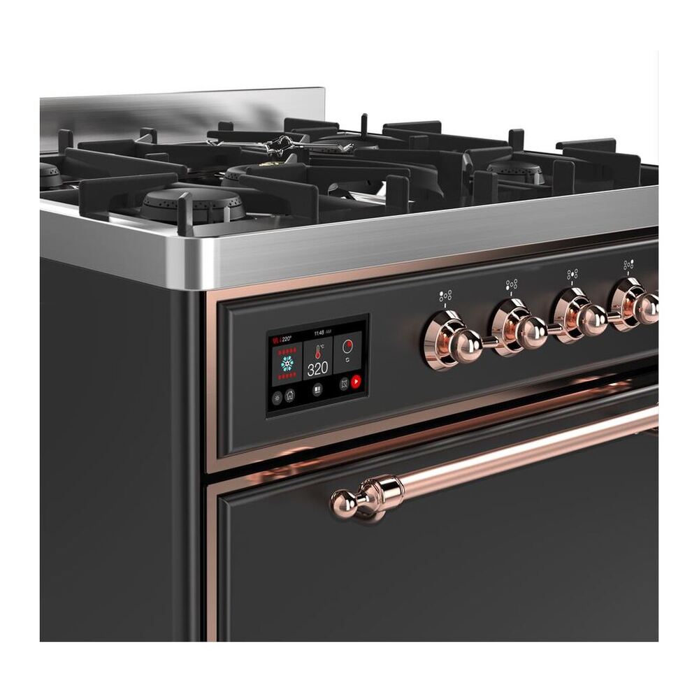 ILVE Majestic II 30 inch Solid Door Natural Gas Dual Fuel Range Copper Graphite Matte