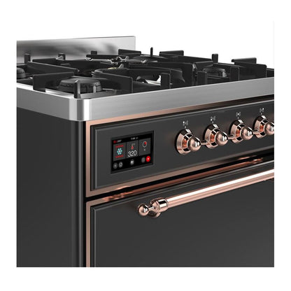 ILVE Majestic II 30 inch Solid Door Natural Gas Dual Fuel Range Copper Graphite Matte