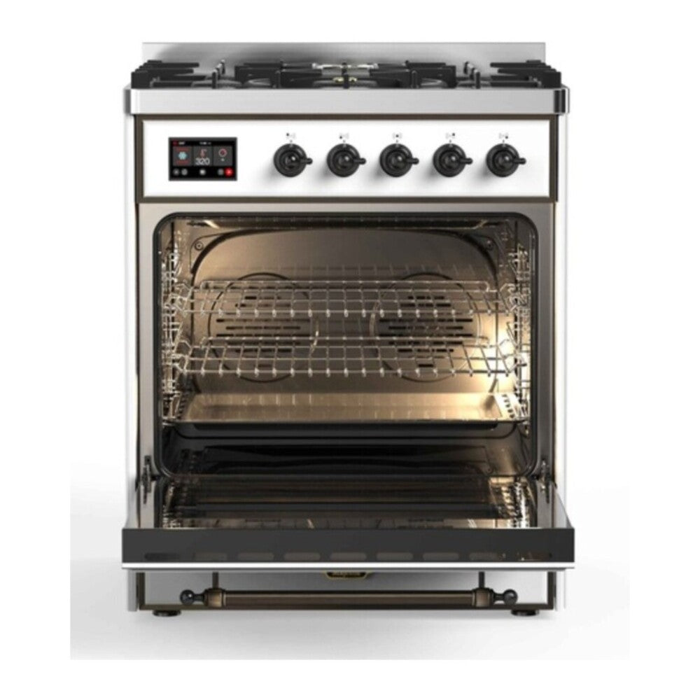 ILVE Majestic II 30 inch Solid Door Natural Gas Dual Fuel Range Burnished RAL