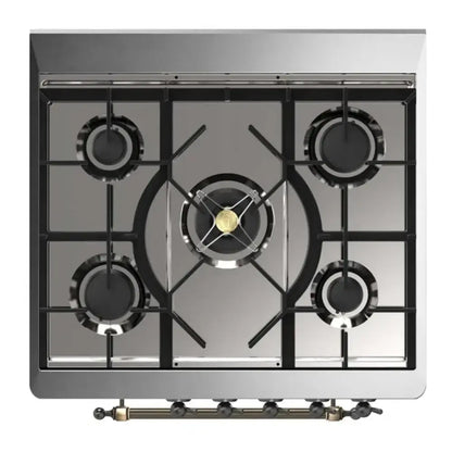 ILVE Majestic II 30 inch Solid Door Natural Gas Dual Fuel Range Burnished RAL