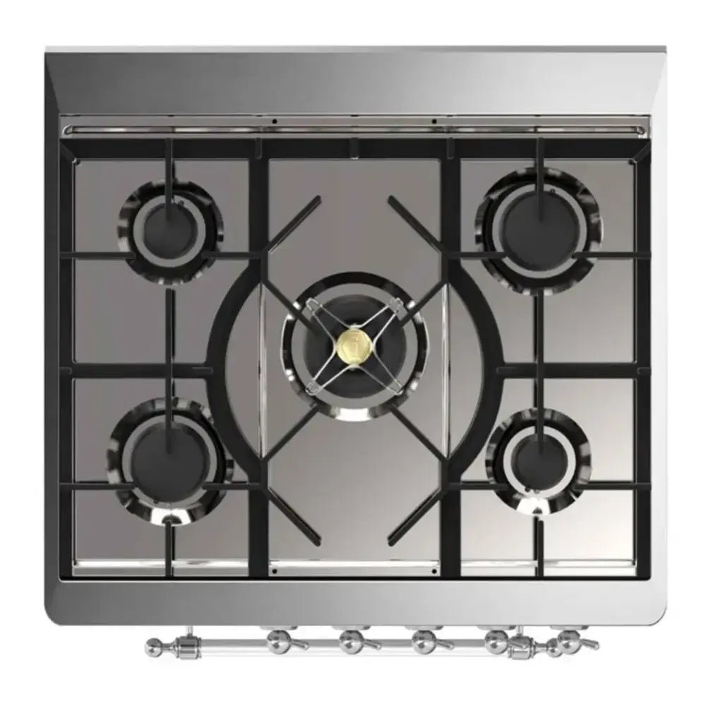 ILVE Majestic II 30 inch Solid Door Natural Gas Dual Fuel Range Chrome RAL