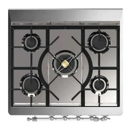 ILVE Majestic II 30 inch Solid Door Natural Gas Dual Fuel Range Chrome RAL