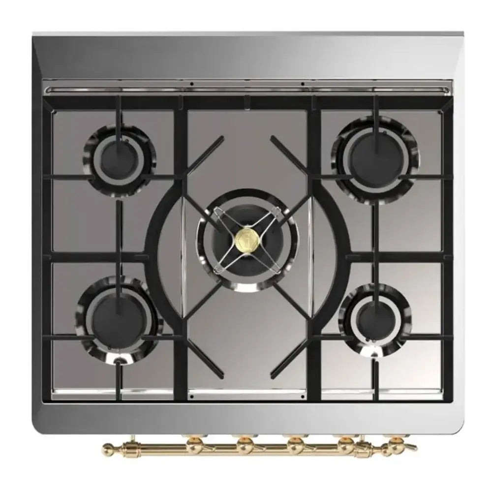 ILVE Majestic II 30 inch Solid Door Natural Gas Dual Fuel Range Brass RAL