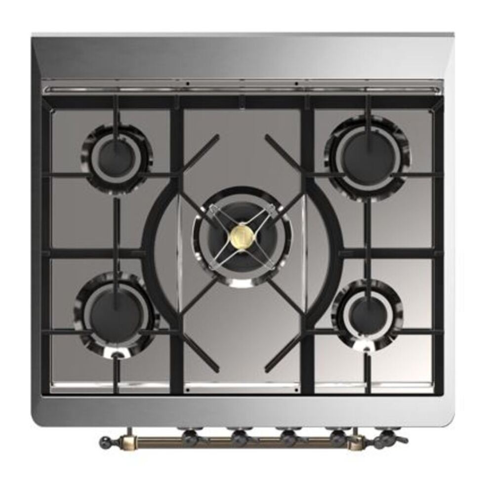 ILVE Majestic II 30" Stainless Steel Dual Fuel Range with 5 Burners Solid Door Liquid Propane