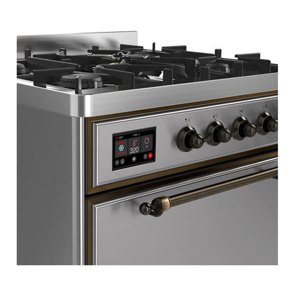 ILVE Majestic II 30" Stainless Steel Dual Fuel Range with 5 Burners Solid Door Liquid Propane