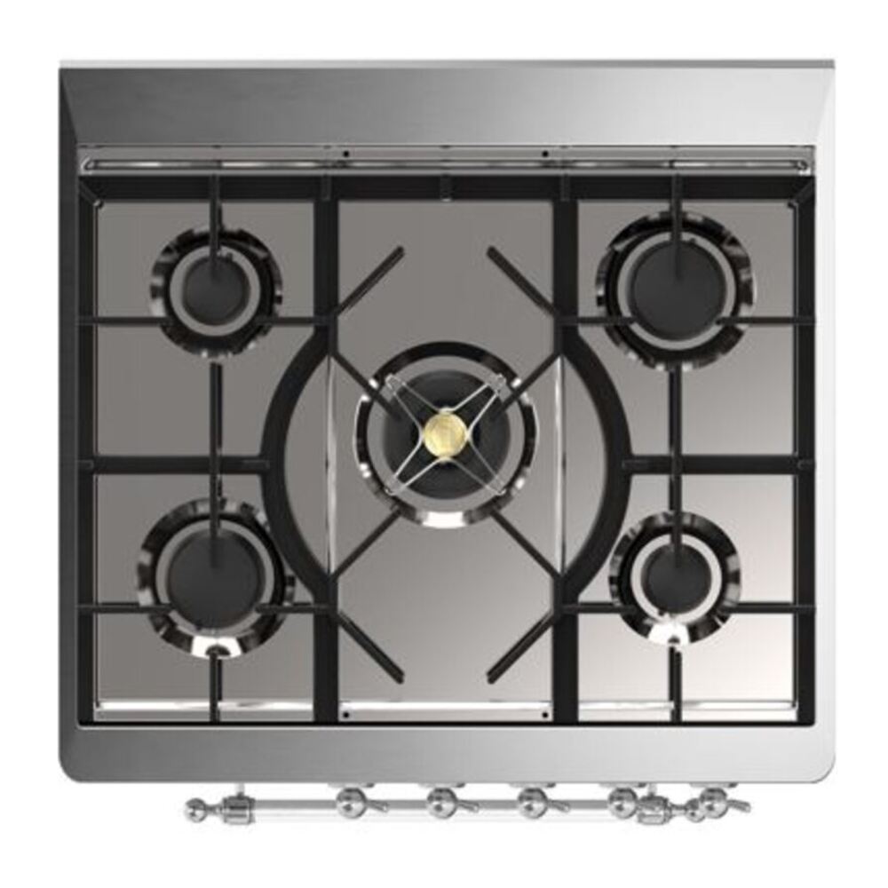 ILVE Majestic II 30 inch Solid Door Natural Gas Dual Fuel Range Chrome Stainless Steel
