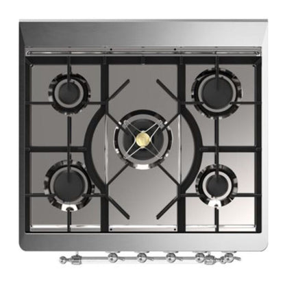 ILVE Majestic II 30 inch Solid Door Natural Gas Dual Fuel Range Chrome Stainless Steel