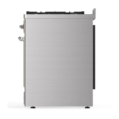 ILVE Majestic II 30 inch Solid Door Natural Gas Dual Fuel Range Chrome Stainless Steel