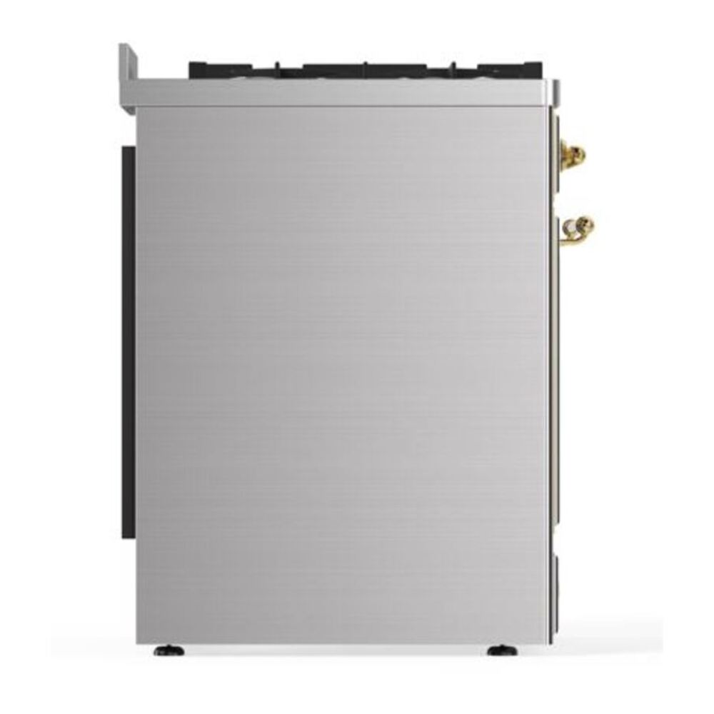 ILVE Majestic II 30 inch Solid Door Natural Gas Dual Fuel Range Brass Stainless Steel