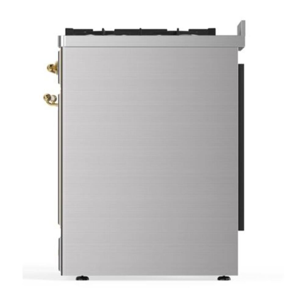 ILVE Majestic II 30 inch Solid Door Natural Gas Dual Fuel Range Brass Stainless Steel