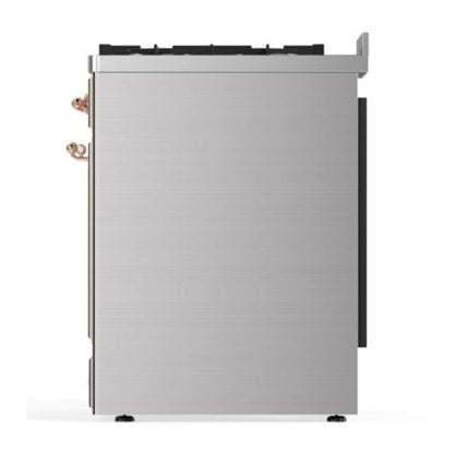 ILVE Majestic II 30 inch Solid Door Natural Gas Dual Fuel Range Copper Stainless Steel
