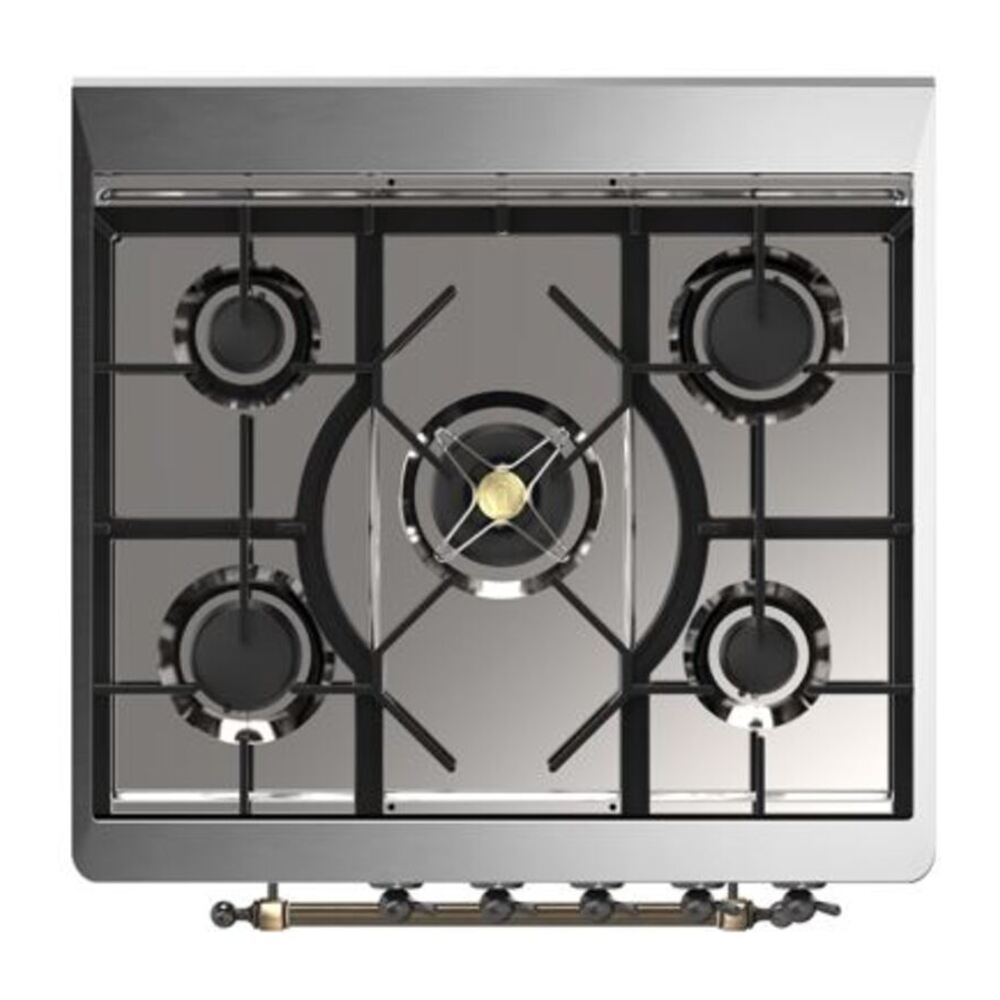 ILVE Majestic II 30 inch Solid Door Natural Gas Dual Fuel Range Burnished White