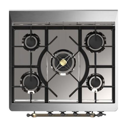 ILVE Majestic II 30 inch Solid Door Natural Gas Dual Fuel Range Burnished White