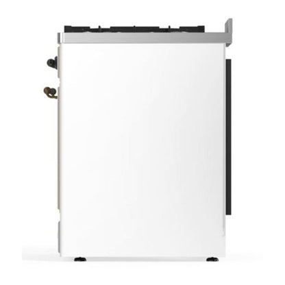 ILVE Majestic II 30 inch Solid Door Natural Gas Dual Fuel Range Burnished White