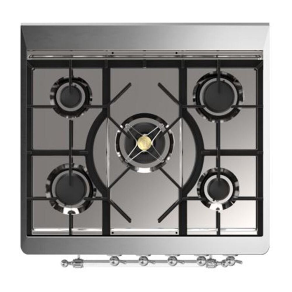 ILVE Majestic II 30 inch Solid Door Natural Gas Dual Fuel Range Chrome White