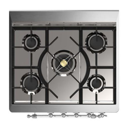 ILVE Majestic II 30 inch Solid Door Natural Gas Dual Fuel Range Chrome White