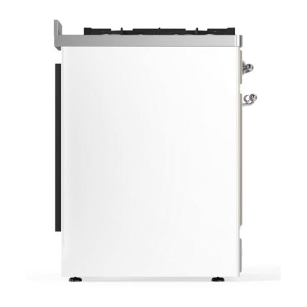 ILVE Majestic II 30 inch Solid Door Natural Gas Dual Fuel Range Chrome White