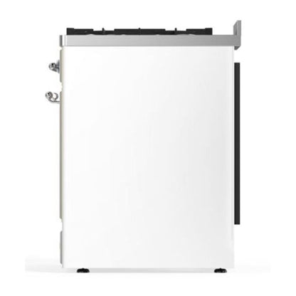 ILVE Majestic II 30 inch Solid Door Natural Gas Dual Fuel Range Chrome White