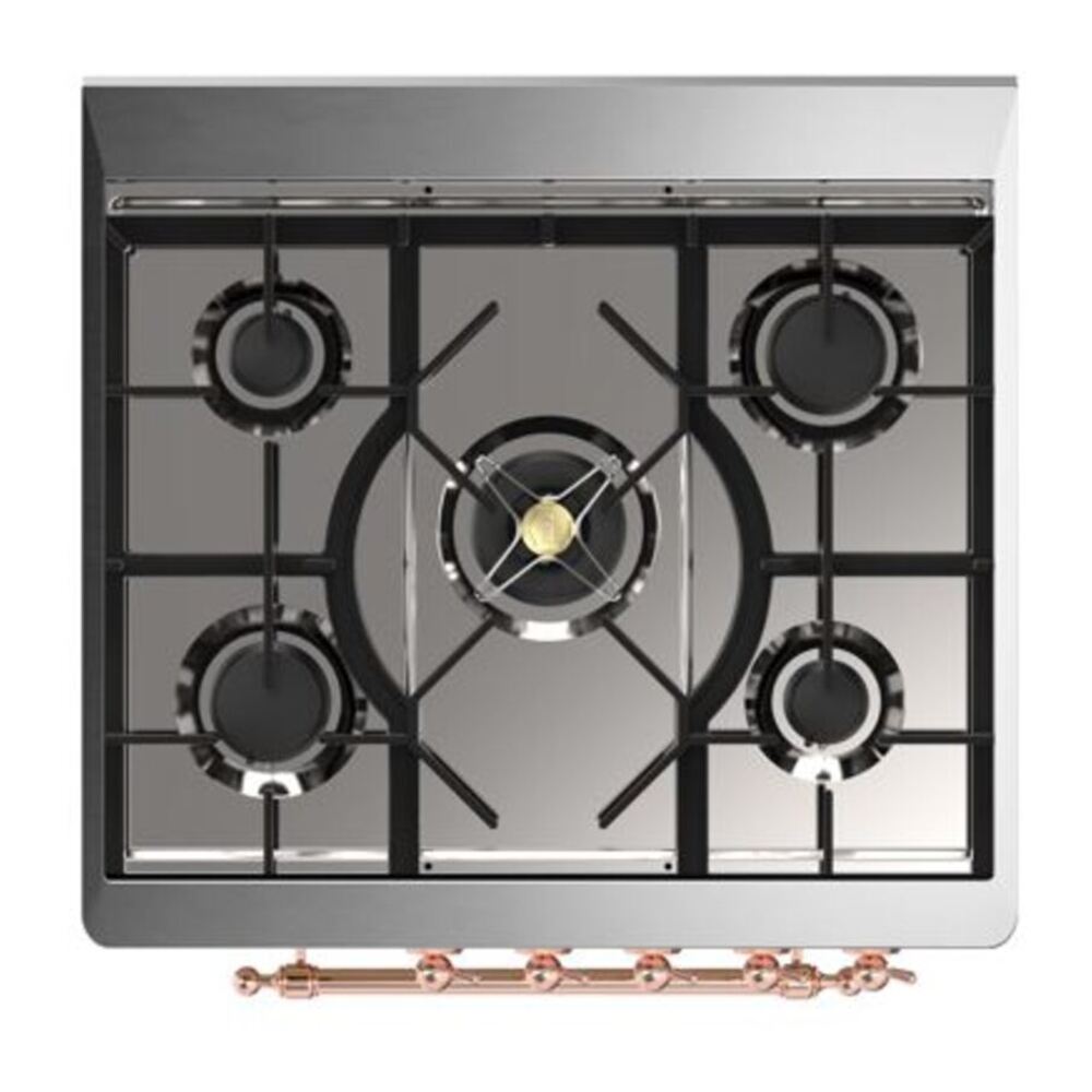 ILVE Majestic II 30 inch Solid Door Natural Gas Dual Fuel Range Copper White