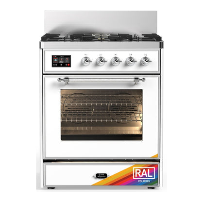 ILVE Majestic III 30" RAL Dual Fuel Range with 5 Burners Triple Glass Door Natural Gas