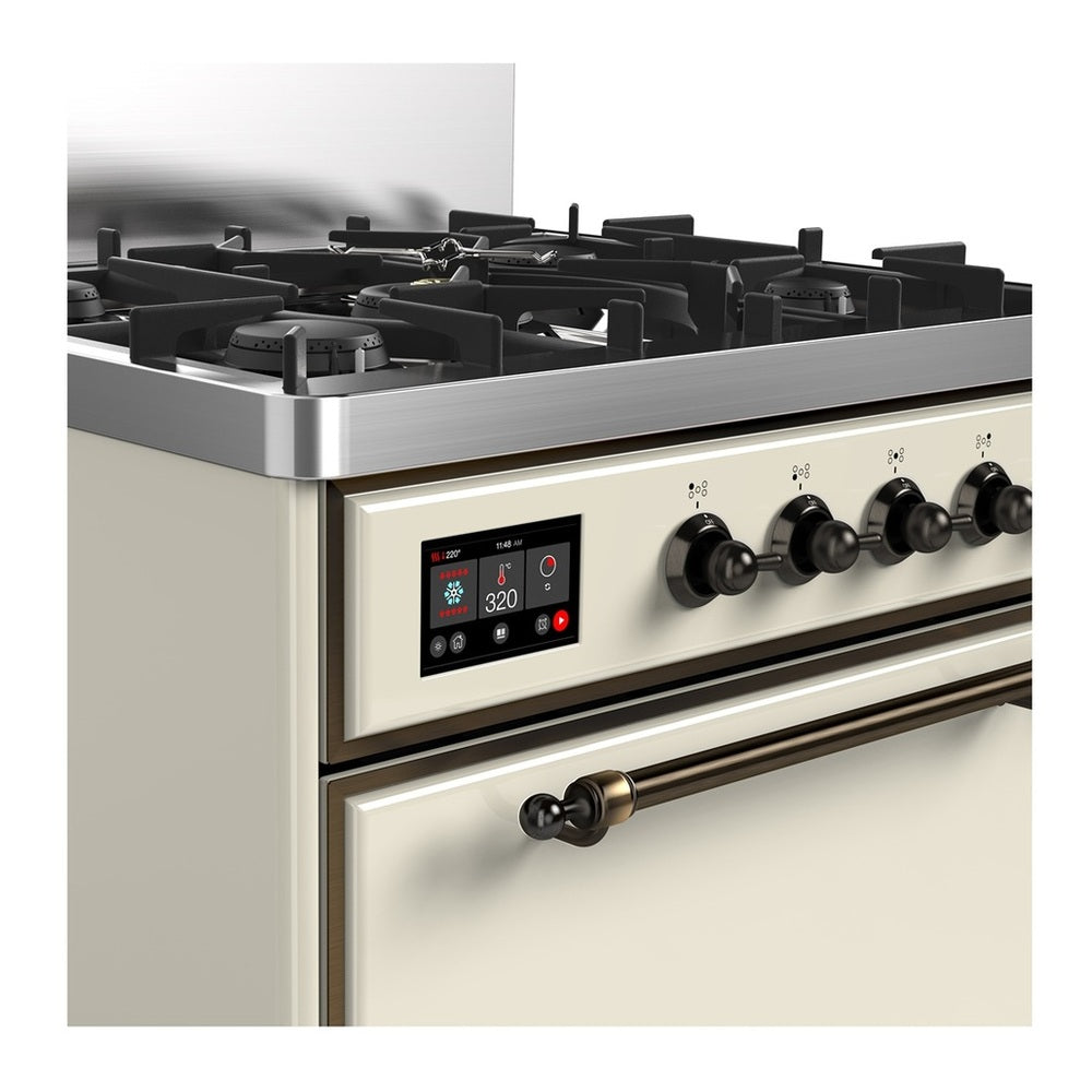 ILVE Majestic III 30" Antique White Dual Fuel Range with 5 Burners Solid Door Natural Gas