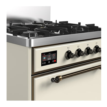 ILVE Majestic III 30" Antique White Dual Fuel Range with 5 Burners Solid Door Natural Gas