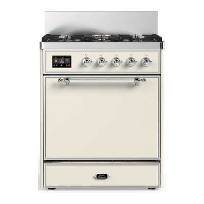 ILVE Majestic III 30" Antique White Dual Fuel Range with 5 Burners Solid Door Liquid Propane