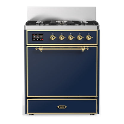 ILVE Majestic III 30" Midnight Blue Dual Fuel Range with 5 Burners Solid Door Natural Gas