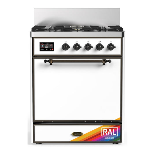 ILVE Majestic III 30" RAL Dual Fuel Range with 5 Burners Solid Door Natural Gas