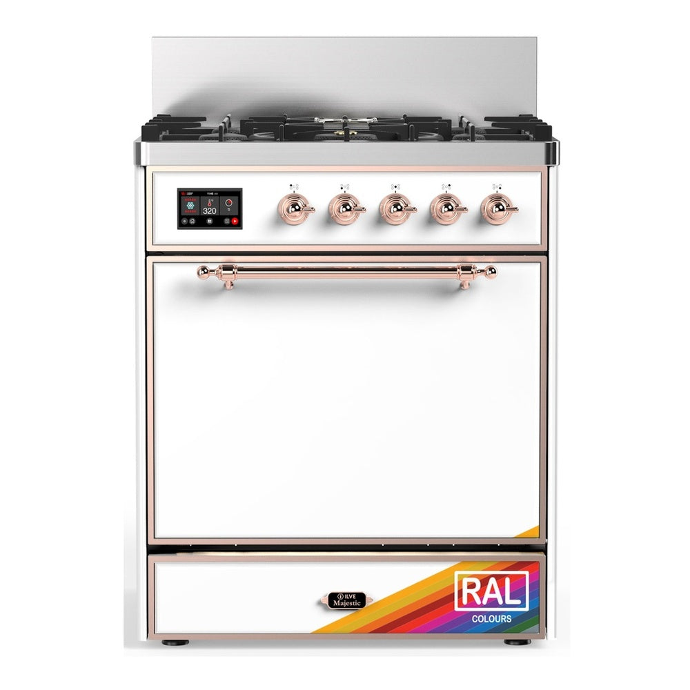 ILVE Majestic III 30" RAL Dual Fuel Range with 5 Burners Solid Door Liquid Propane