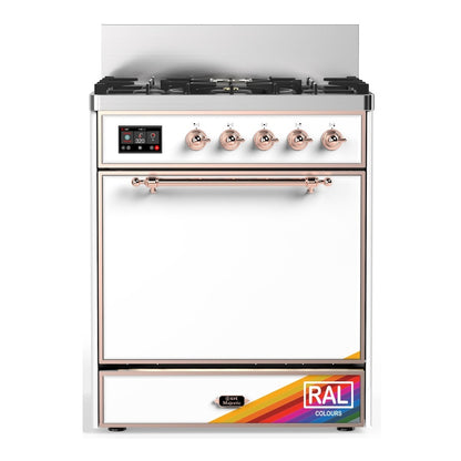 ILVE Majestic III 30" RAL Dual Fuel Range with 5 Burners Solid Door Natural Gas