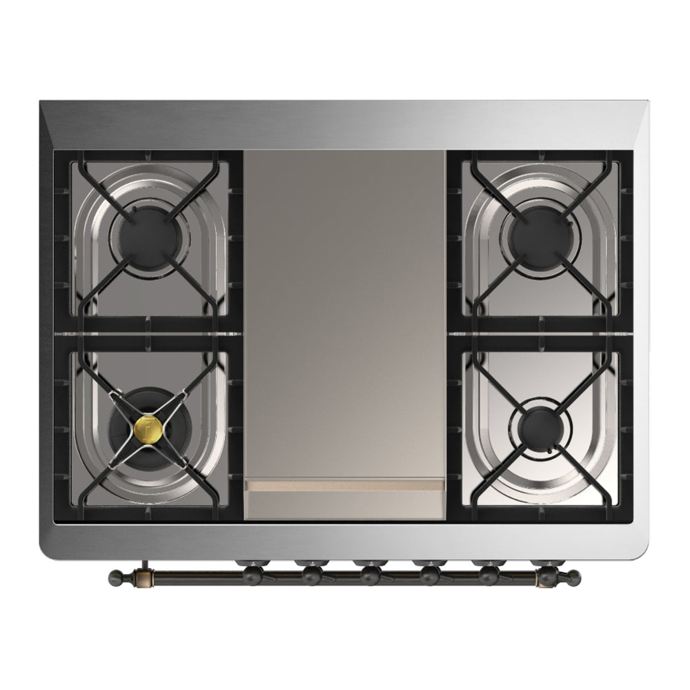 ILVE Majestic III 36" Antique White Dual Fuel Range with 6 Burners and Griddle Triple Glass Door Liquid Propane