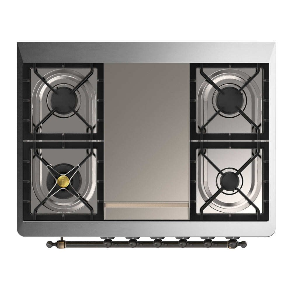 ILVE Majestic III 36" Blue Grey Dual Fuel Range with 6 Burners and Griddle Triple Glass Door Liquid Propane