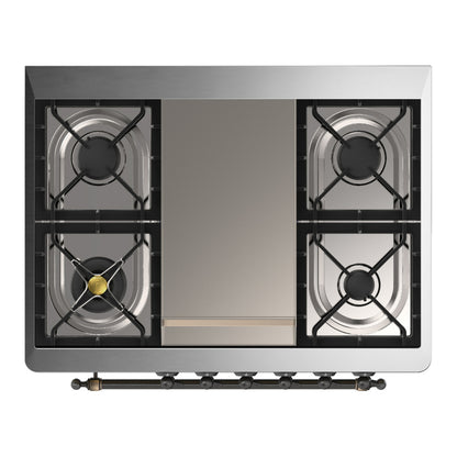 ILVE Majestic III 36" Emerald Green Dual Fuel Range with 6 Burners and Griddle Triple Glass Door Natural Gas