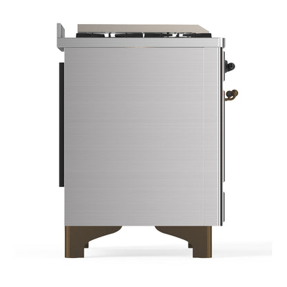 ILVE Majestic III 48" Stainless Steel Dual Fuel Range with 5 Burners, Griddle and French Top Triple Glass Door Liquid Propane