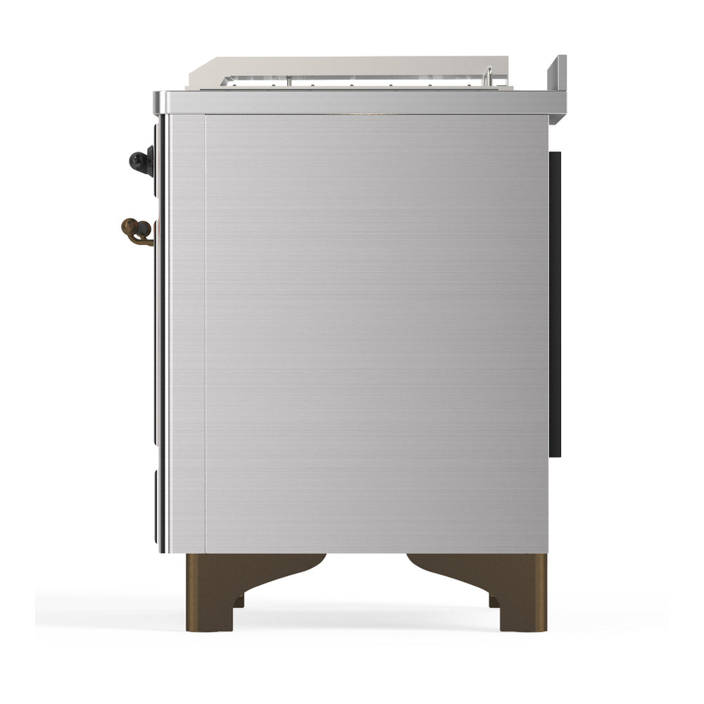 ILVE Majestic III 48" Stainless Steel Dual Fuel Range with 5 Burners, Griddle and French Top Triple Glass Door Liquid Propane