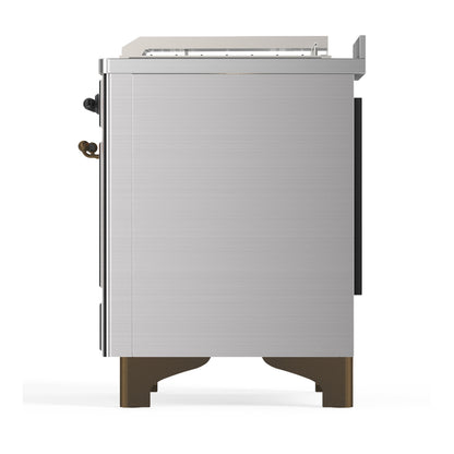 ILVE Majestic III 48" Stainless Steel Dual Fuel Range with 5 Burners, Griddle and French Top Triple Glass Door Liquid Propane
