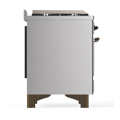 ILVE Majestic III 48" Stainless Steel Dual Fuel Range with 5 Burners, Griddle and French Top Triple Glass Door Natural Gas