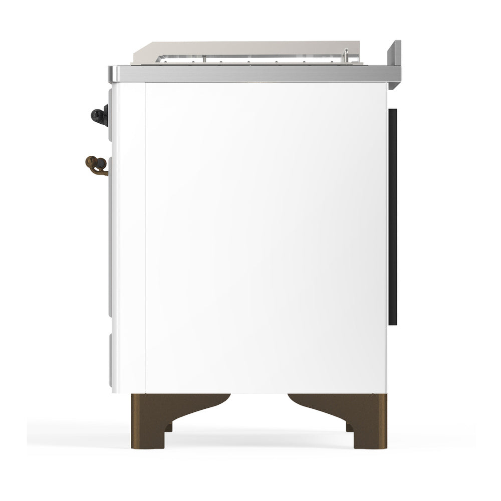 ILVE Majestic III 48" White Dual Fuel Range with 5 Burners, Griddle and French Top Triple Glass Door Liquid Propane