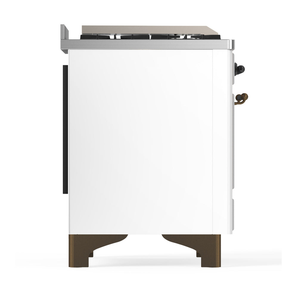 ILVE Majestic III 48" White Dual Fuel Range with 5 Burners, Griddle and French Top Triple Glass Door Natural Gas