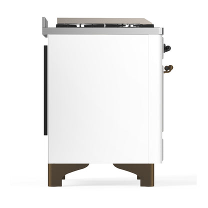 ILVE Majestic III 48" White Dual Fuel Range with 5 Burners, Griddle and French Top Triple Glass Door Natural Gas
