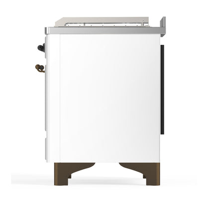 ILVE Majestic III 48" White Dual Fuel Range with 5 Burners, Griddle and French Top Triple Glass Door Natural Gas