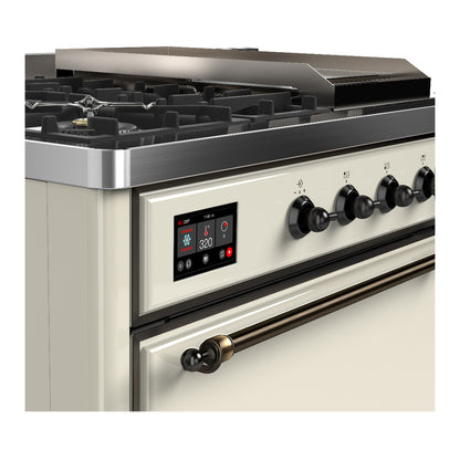 ILVE Majestic III 48" Antique White Dual Fuel Range with 5 Burners, Griddle and French Top Solid Door Liquid Propane