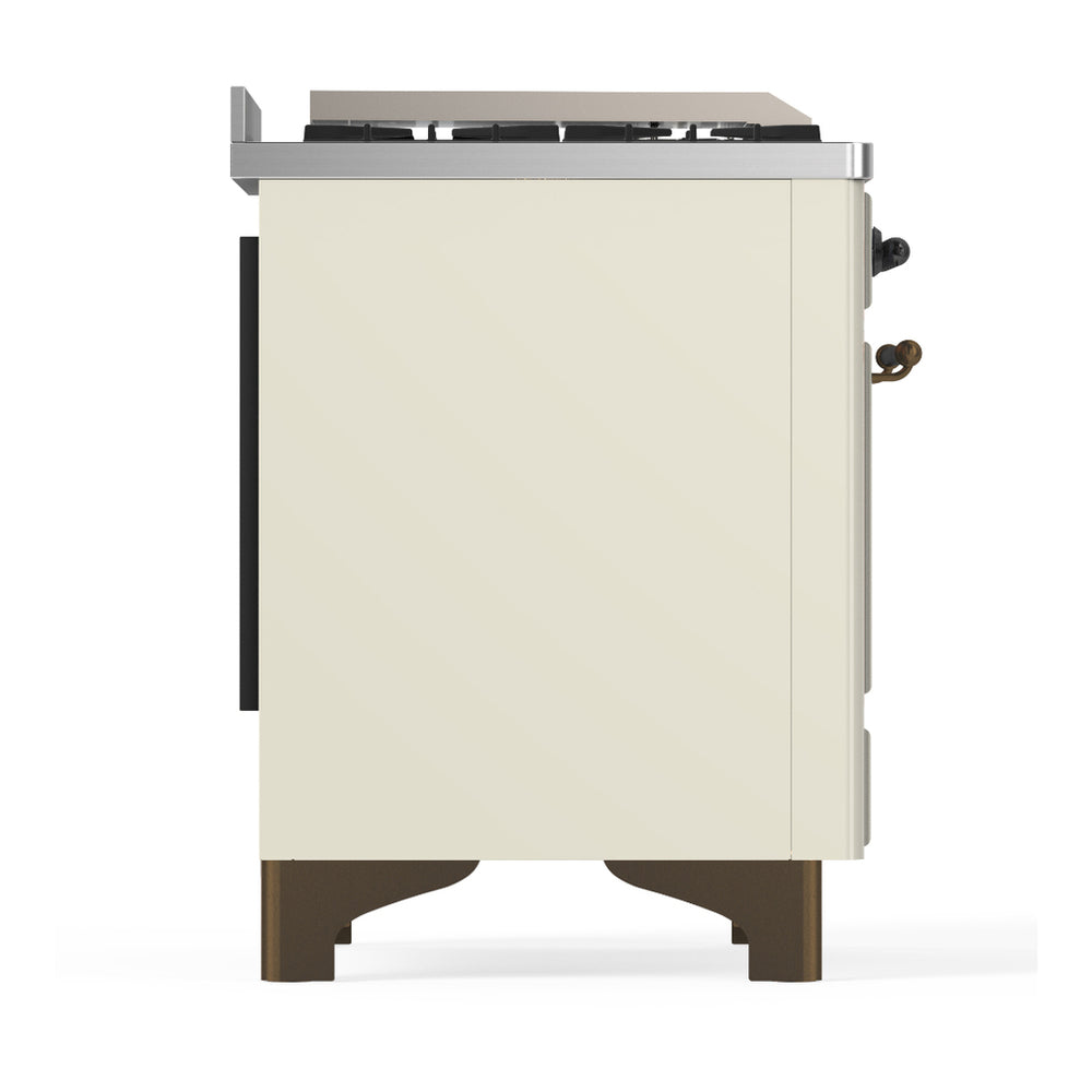 ILVE Majestic III 48" Antique White Dual Fuel Range with 5 Burners, Griddle and French Top Solid Door Liquid Propane