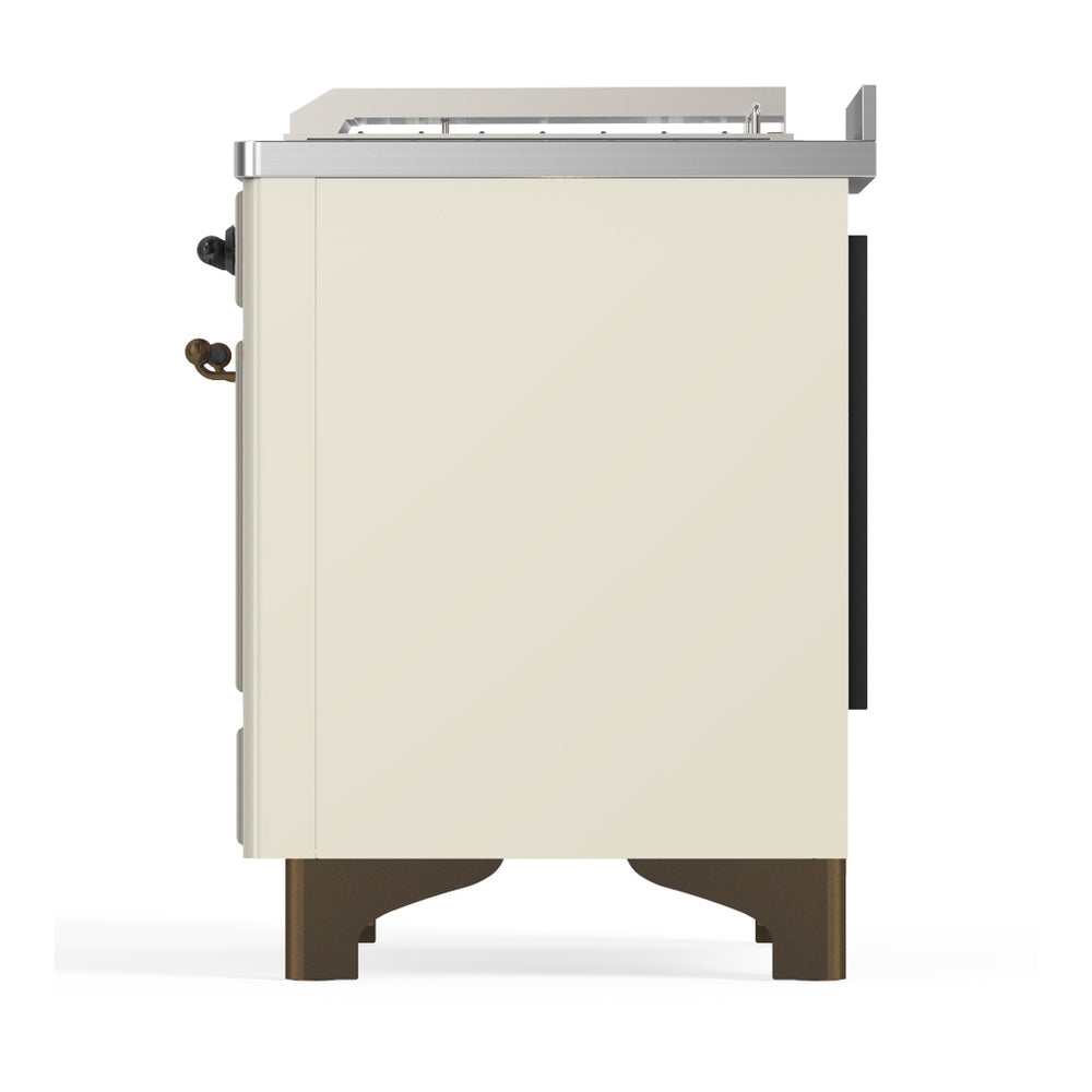 ILVE Majestic III 48" Antique White Dual Fuel Range with 5 Burners, Griddle and French Top Solid Door Liquid Propane