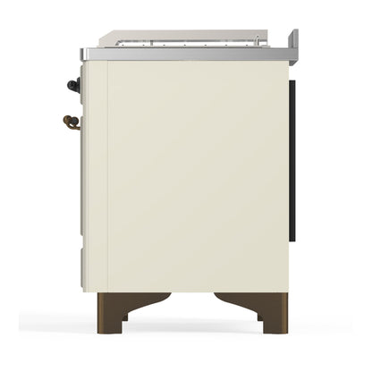 ILVE Majestic III 48" Antique White Dual Fuel Range with 5 Burners, Griddle and French Top Solid Door Liquid Propane
